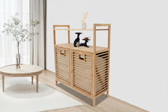 Two Storage Laundry Basket Cabinet With Shelves