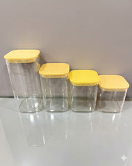 Square Storage Jar 4Pcs Set