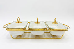 Luxury Porcelain Triple Rectangle Chafing Dish