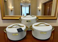 Forever Gold Imported Thermal Hotpot Set – White With Premium Gold Accents