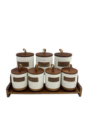 Set Of 7 Canisters With Bamboo Lid