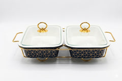 Luxury Porcelain Twin Rectangle Chafing Dish