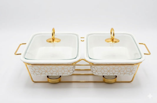 Luxury Porcelain Twin Rectangle Chafing Dish