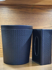 Leather Tissue Box & Dustbin Set