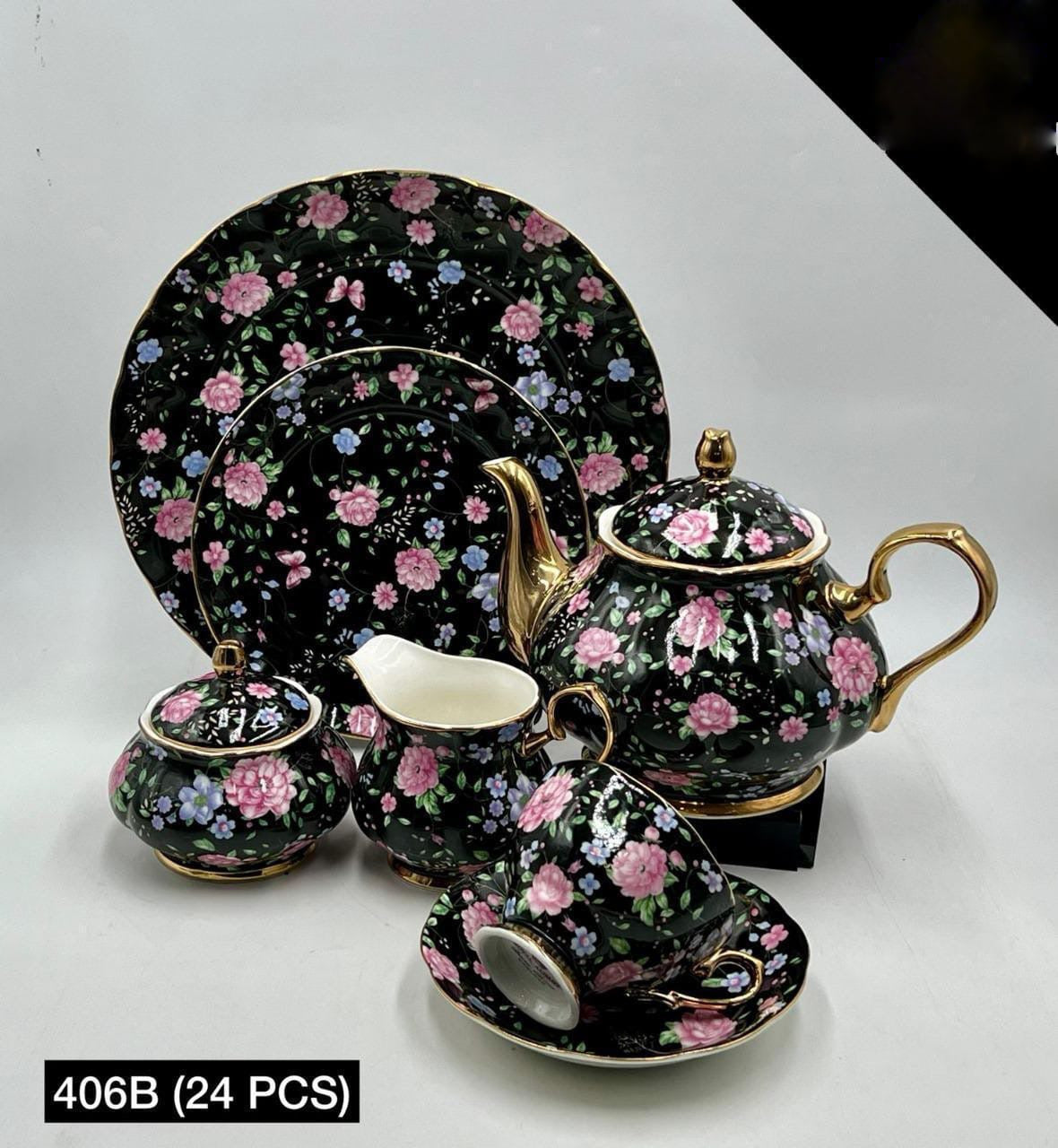Royal Albart 24 Pcs Tea Set Black