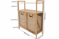 Two Storage Laundry Basket Cabinet With Shelves