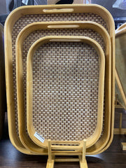 Handcrafted Bamboo Rattan Trays Set
