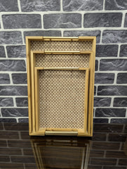 Handcrafted Bamboo Rattan Trays Set