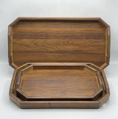 3 Pcs Wooden Tray Set