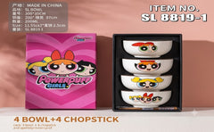 Cartoon Character 4pc Bowl Set