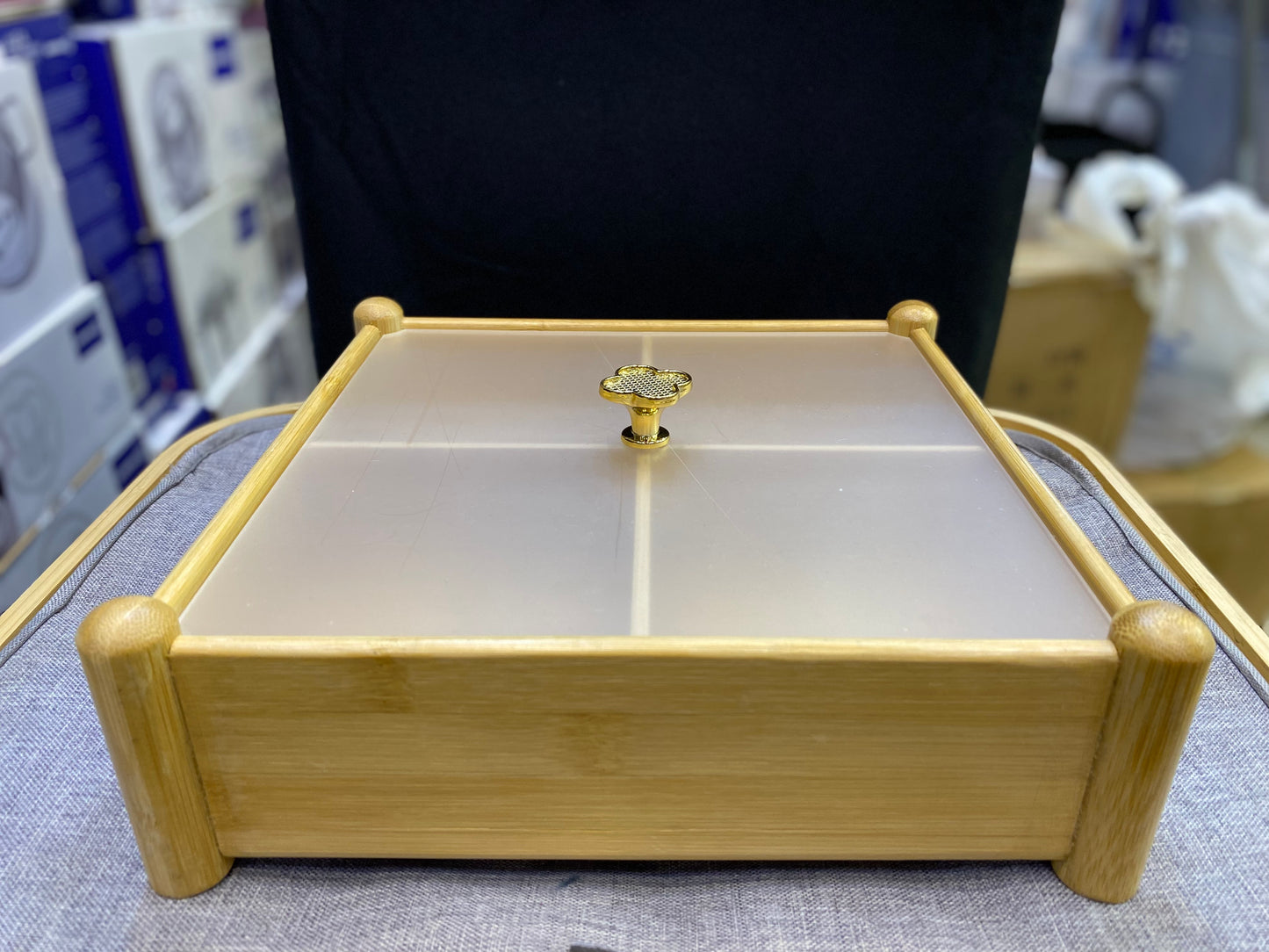 4 Partition Dry fruit Tray Square Brown