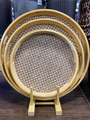 Handcrafted Bamboo Rattan Trays Set