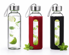 Premium Borosilicate Glass Water Bottle with Silicone Sleeve | Leakproof | BPA-Free Reusable Drinking Bottle