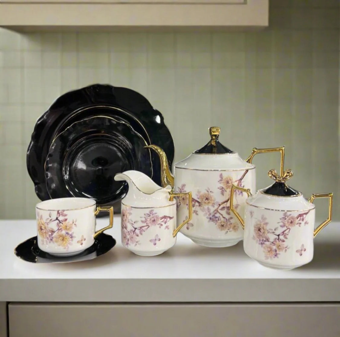 Modern Ceramic Floral Tea Set
