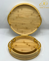 3-Piece Round Wooden Tray Set