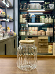 450ml coffee glass with straw