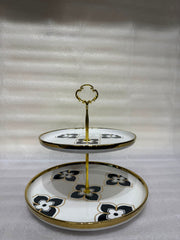 Floral Two-Tier Serving Tray