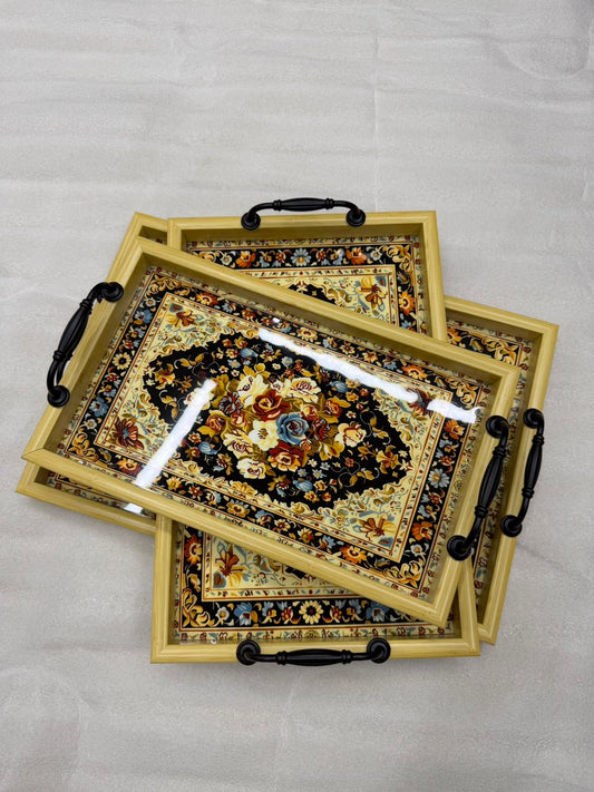 3 Piece Decorative Serving Tray Set