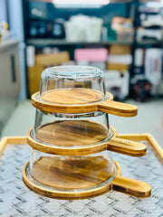 Walnut Wood Round Kebab Serving Dish with lid