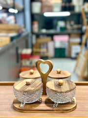 4pcs Walnut Dryfruit Serving Stand