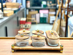 5pcs Walnut Dryfruit Serving Stand