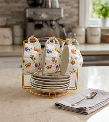 6 Cup 6 Saucer With Stand