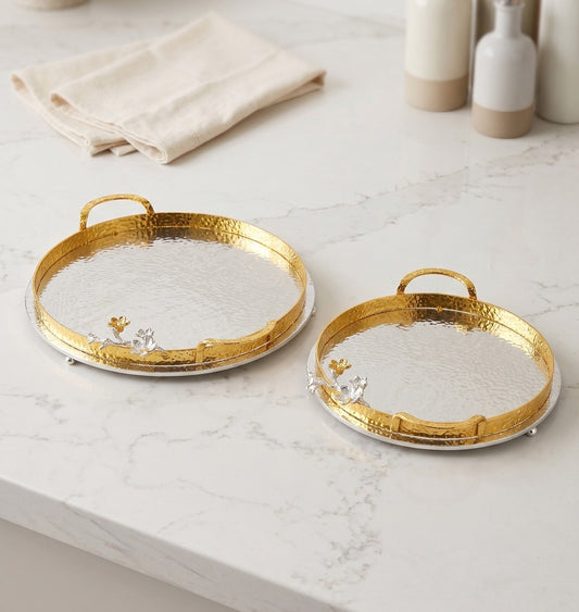 2Pcs Silver Tray