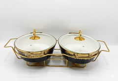 Luxury Porcelain Twin Oval Chafing Dish