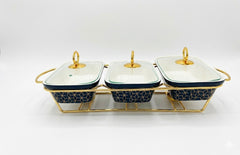 Luxury Porcelain Triple- Rectangle Chafing Dish