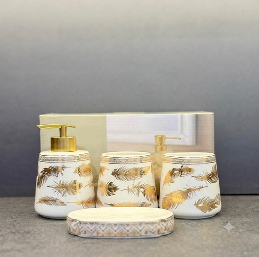 Brilliant 4Pcs Bath Set Gold Leaf