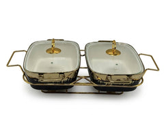 Luxury Porcelain Twin Rectangle Chafing Dish