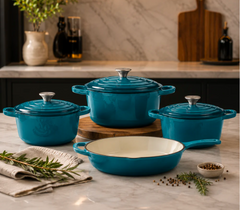 7 Pcs Osfe Enameled Cast Iron Cookware Set Sea Green