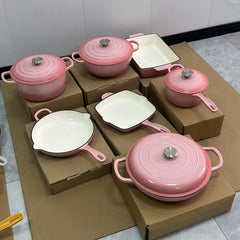 11 Pcs Osfe Enameled Cast Iron Cookware Set Pink