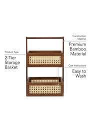 Bamboo 2 Tier Storage Basket