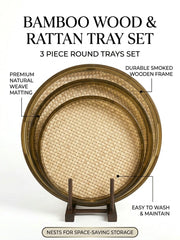 Bamboo Wooden Trays 3 Pcs Set