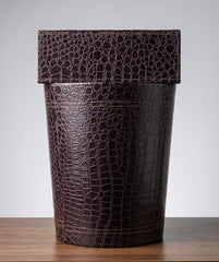 Leather Tissue Box & Dustbin Set