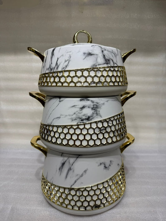HotPot Set With Marble Texture 3Pcs