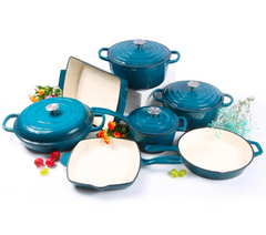 11 Pcs Osfe Enameled Cast Iron Cookware Set Sea Green