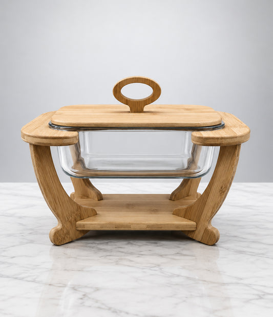 Chafing Dish With Wooden Stand