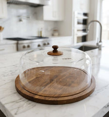 Premium Wooden Cake Stand with Acrylic Dom