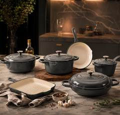 11 Pcs Osfe Enameled Cast Iron Cookware Set Grey