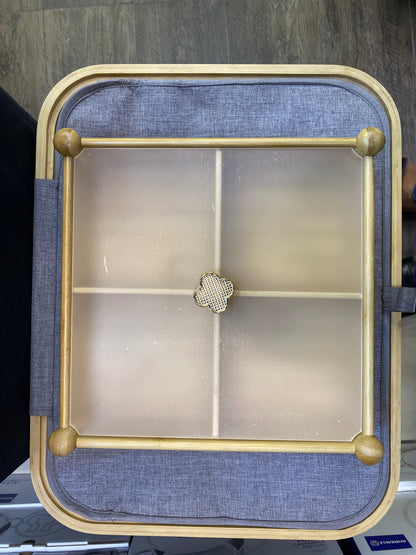 4 Partition Dry fruit Tray Square Brown
