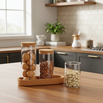 3Pcs Cork Jars Set