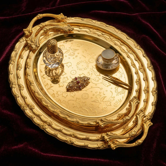 Luxury Stainless Steel 3pcs Tray Set