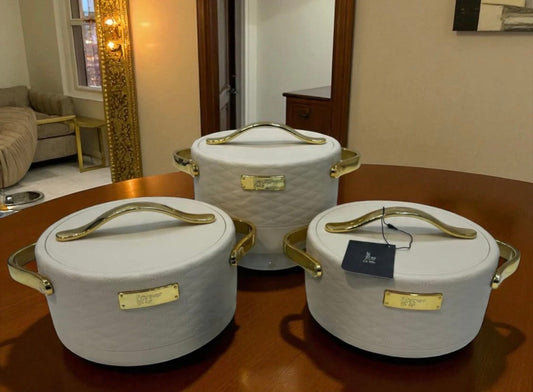 Forever Gold Imported Thermal Hotpot Set – Beige-Coloured With Premium Gold Accents