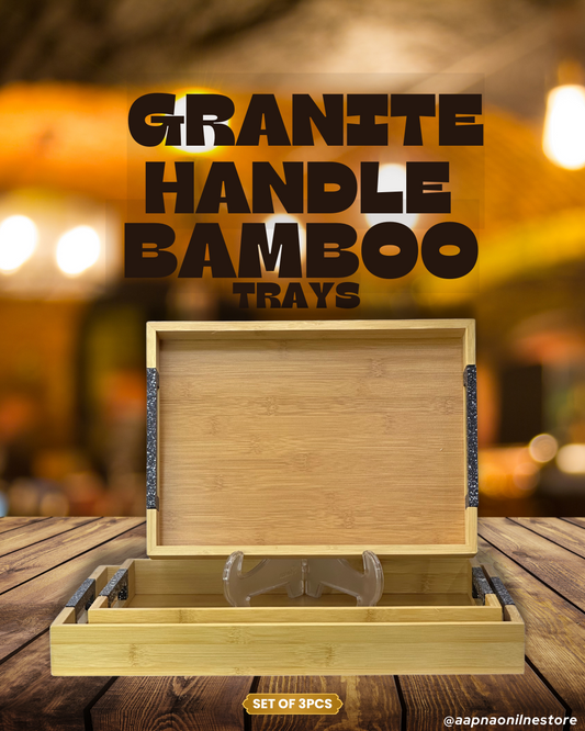 Granite Handle Bamboo Trays Set