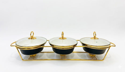 Luxury Porcelain Triple Rectangle Chafing Dish