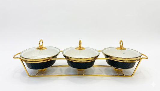 Luxury Porcelain Triple Rectangle Chafing Dish