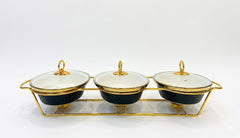 Luxury Porcelain Triple Rectangle Chafing Dish