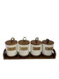 Set Of 4 Canisters With Bamboo Base Tray